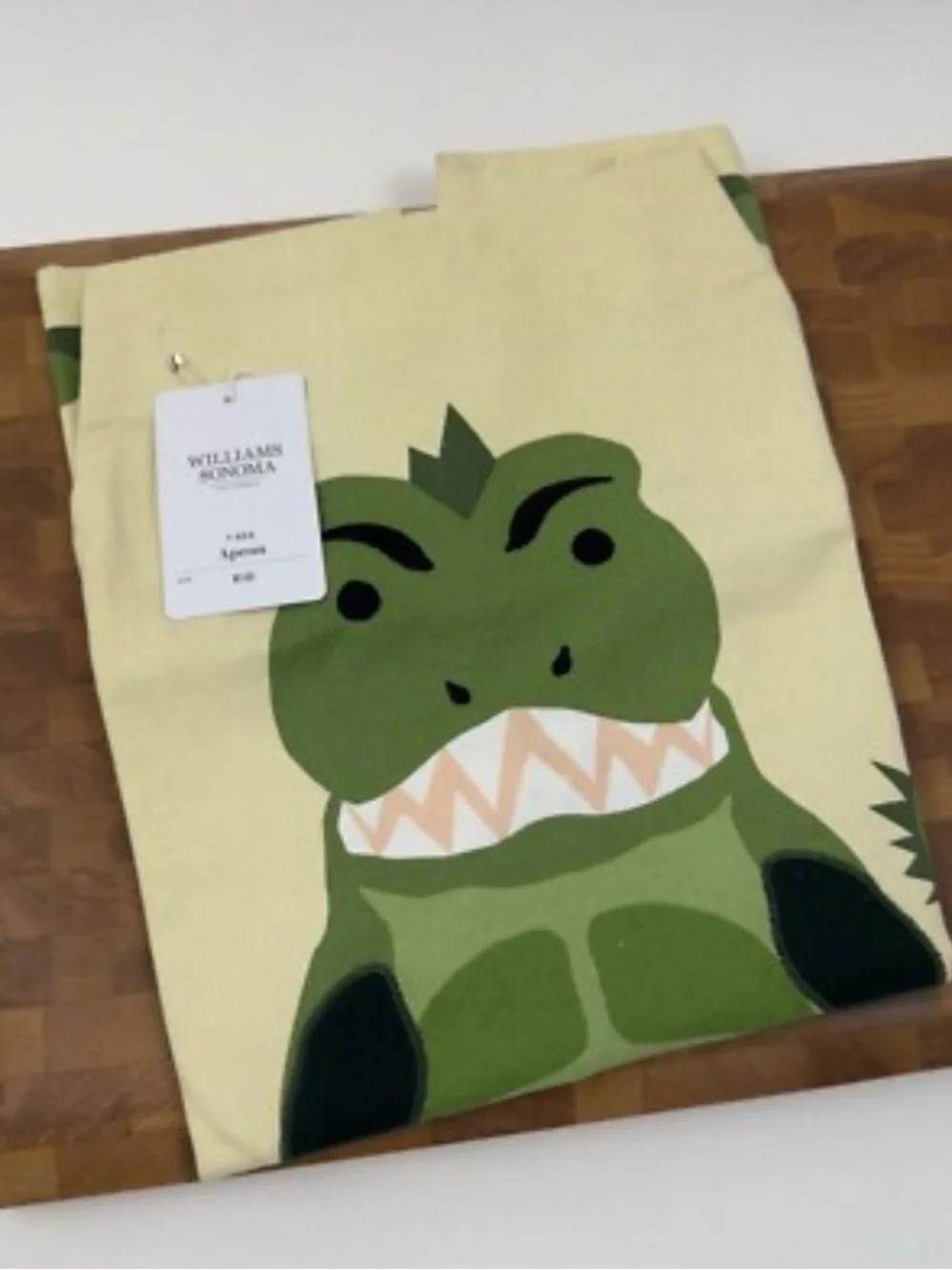 WILLIAM SONOMA NWT Kids T-Rex Dinosaur Graphic Cotton Canvas Apron #0430262